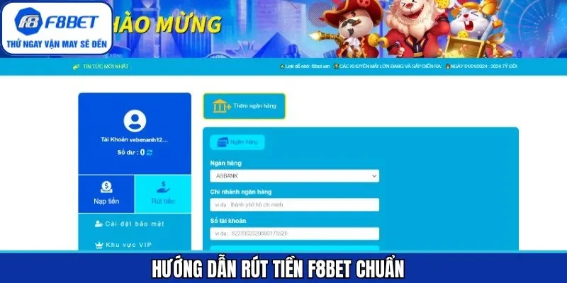 Hướng dẫn rút tiền từ F8BET về ngân hàng