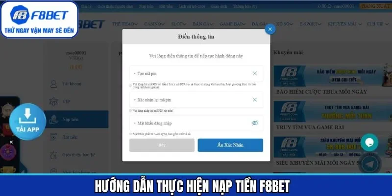 Tiến hành nạp tiền F8BET vô cùng dễ dàng chỉ với 4 bước